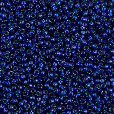 11-1457:  11/0 Dyed Emerald Silverlined Dark Sapphire Miyuki Seed Bead 