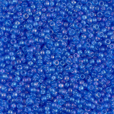 11-150SFR:  11/0 Semi-Frosted Transparent Sapphire AB Miyuki Seed Bead 