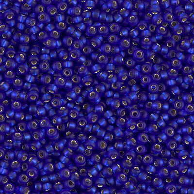 11-20F:  11/0 Matte Silverlined Cobalt Miyuki Seed Bead