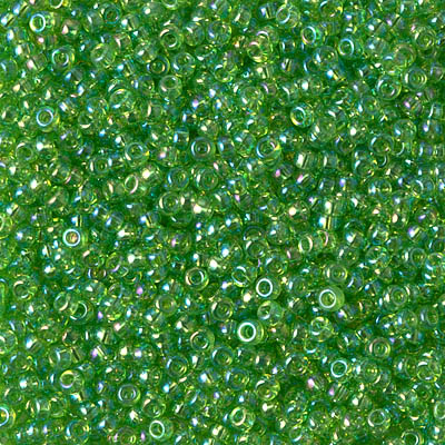 11-259:  11/0 Transparent Apple Green AB Miyuki Seed Bead 