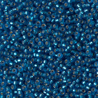 11-25F:  11/0 Matte Silverlined Capri Blue Miyuki Seed Bead 