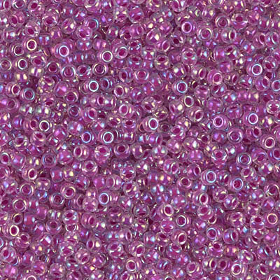 11-264:  11/0 Raspberry Lined Crystal AB  Miyuki Seed Bead 