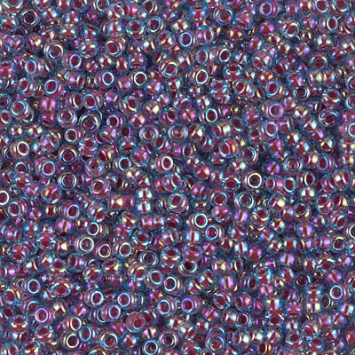 11-340:  11/0 Hot Pink Lined Aqua AB Miyuki Seed Bead 