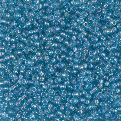 11-376:  11/0 Sparkling Gray Lined Aqua Luster Miyuki Seed Bead
