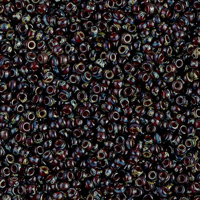 11-4504:  11/0 Transparent Ruby Picasso Miyuki Seed Bead 
