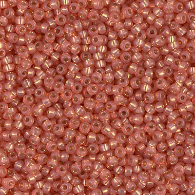 11-553:  11/0 Dyed Dark Peach Silverlined Alabaster Miyuki Seed Bead