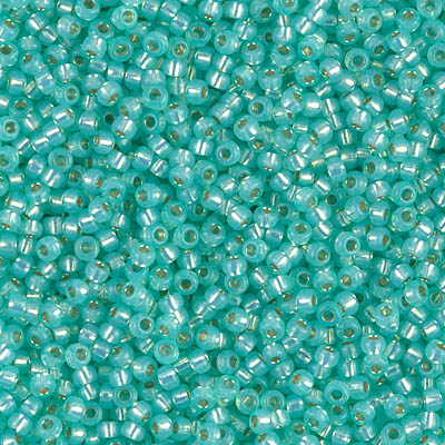 11-571:  11/0 Dyed Sea Green Silverlined Alabaster Miyuki Seed Bead 