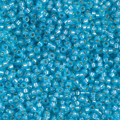 11-647:  11/0 Dyed Aqua Silverlined Alabaster Miyuki Seed Bead 