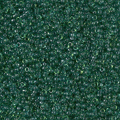 15-1408:  15/0 Dyed Transparent Faye Green  Miyuki Seed Bead 