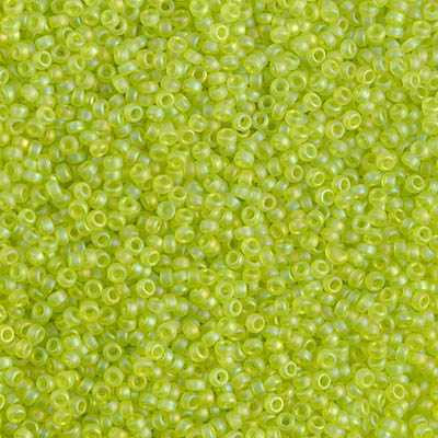 15-143FR:  15/0 Matte Transparent Chartreuse AB  Miyuki Seed Bead - 15-143FR*