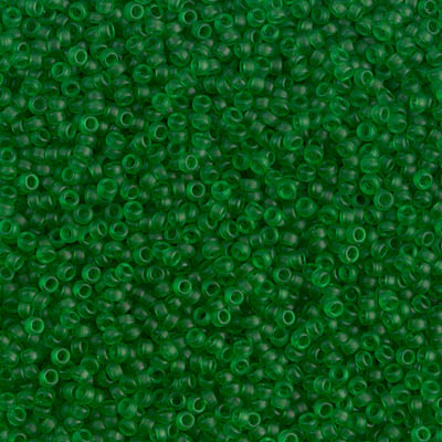 15-146F:  15/0 Matte Transparent Green  Miyuki Seed Bead 