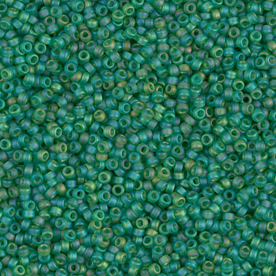 15-146FR:  15/0 Matte Transparent Green AB Miyuki Seed Bead 