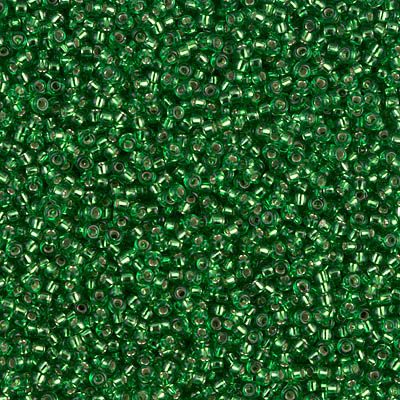 15-16:  15/0 Silverlined Green  Miyuki Seed Bead 