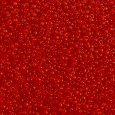 15-1609:  15/0 Dyed Semi-Frosted Transparent Red  Miyuki Seed Bead 
