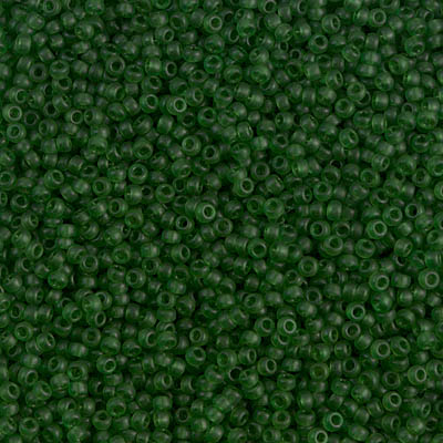 15-1611:  15/0 Dyed Semi-Frosted Transparent Olive Miyuki Seed Bead 