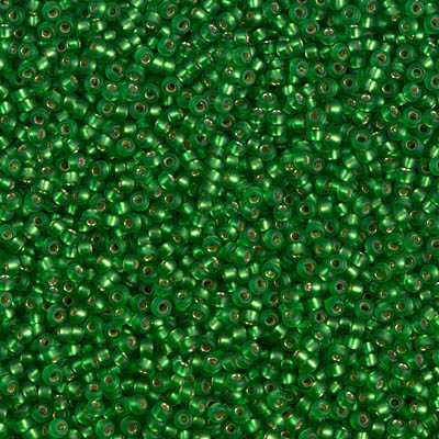 15-16F:  15/0 Matte Silverlined Green  Miyuki Seed Bead 