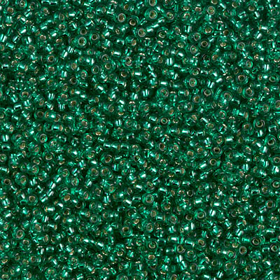 15-17:  15/0 Silverlined Emerald Miyuki Seed Bead 