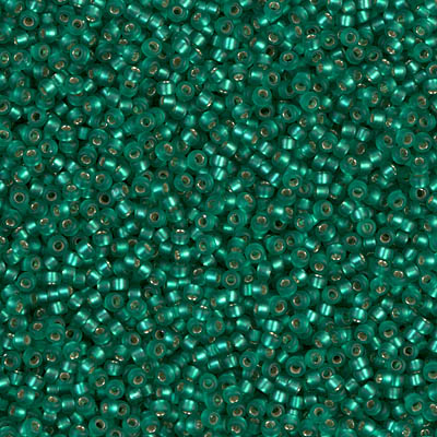 15-17F:  15/0 Matte Silverlined Emerald Miyuki Seed Bead 