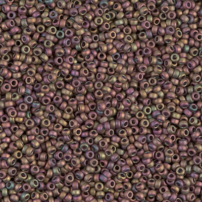 15-2035:  15/0 Matte Metallic Khaki Iris  Miyuki Seed Bead 