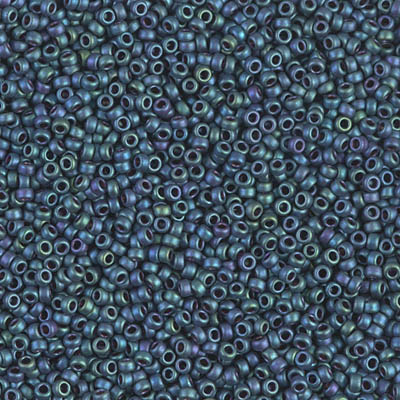 15-2064:  15/0 Matte Metallic Blue Green Iris Miyuki Seed Bead 