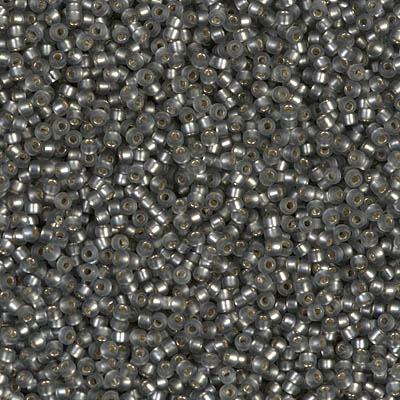 15-21F:  15/0 Matte Silverlined Gray Miyuki Seed Bead 