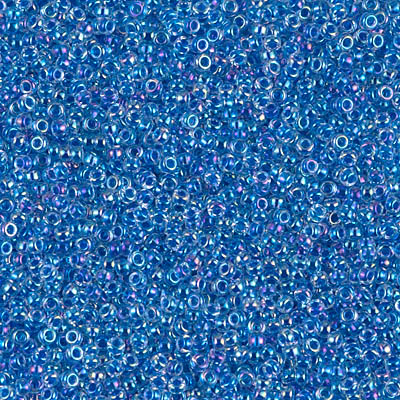 15-2206:  15/0 Blue Lined Crystal AB  Miyuki Seed Bead 