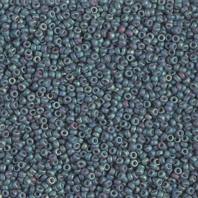 15-2333:  15/0 Matte Metallic Blue Slate Gold Iris Miyuki Seed Bead 