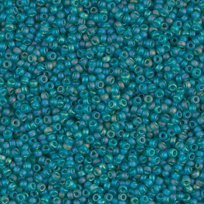 15-2405FR:  15/0 Matte Transparent Teal AB Miyuki Seed Bead