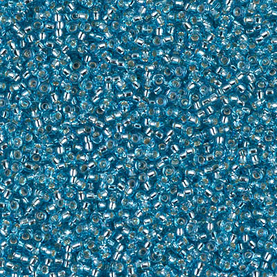 15-2429:  15/0 Silverlined Dark Aqua Miyuki Seed Bead 