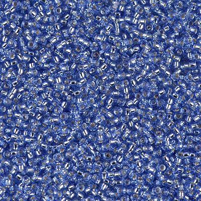 15-2431:  15/0 Silverlined Dark Cornflower Blue Miyuki Seed Bead 
