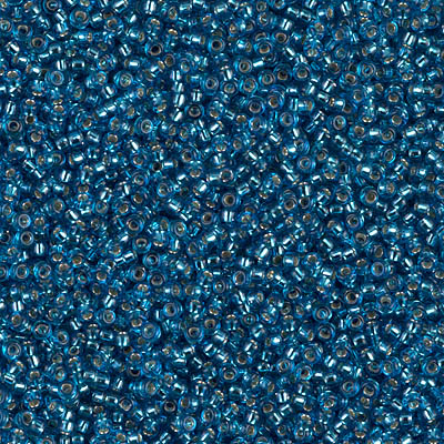 15-25:  15/0 Silverlined Capri Blue Miyuki Seed Bead 