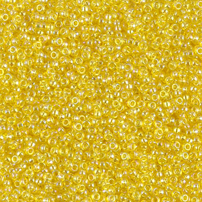 15-252:  15/0 Transparent Yellow AB Miyuki Seed Bead 