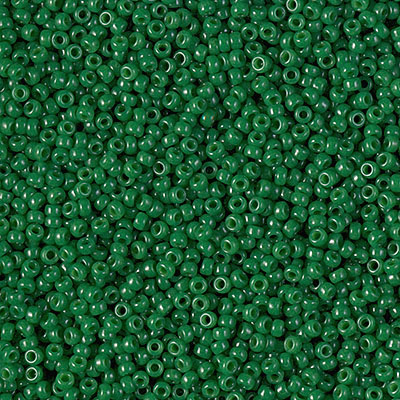 15-2538:  15/0 Dyed Opaque Dark Green Miyuki Seed Bead 