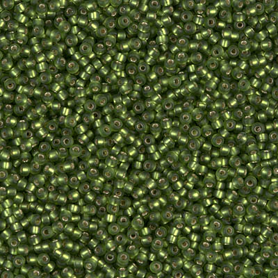 15-26F:  15/0 Matte Silverlined Olive Miyuki Seed Bead 