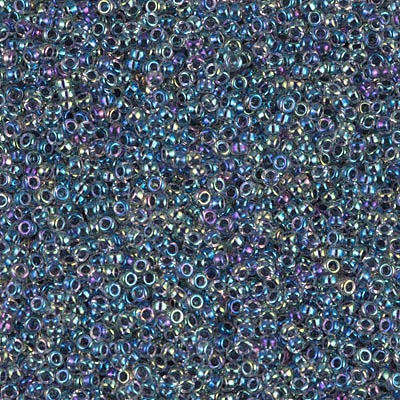 15-283:  15/0 Noir Lined Crystal AB Miyuki Seed Bead 