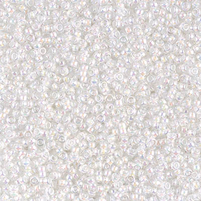 15-284:  15/0 White Lined Crystal AB  Miyuki Seed Bead 