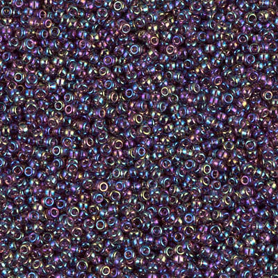 15-294:  15/0 Transparent Dark Smoky Amethyst AB Miyuki Seed Bead 