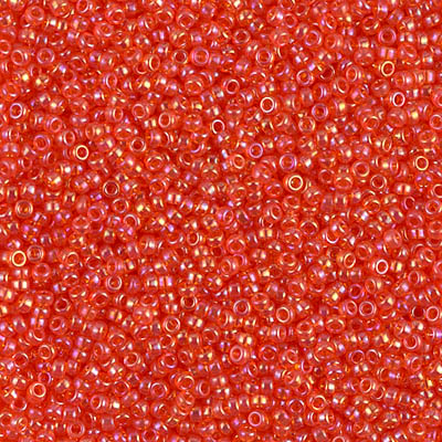 15-297:  15/0 Transparent Tangerine AB Miyuki Seed Bead 