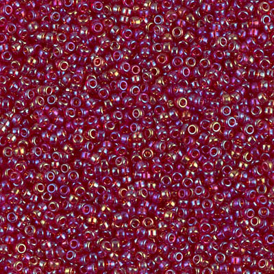 15-298:  15/0 Transparent Ruby AB Miyuki Seed Bead 