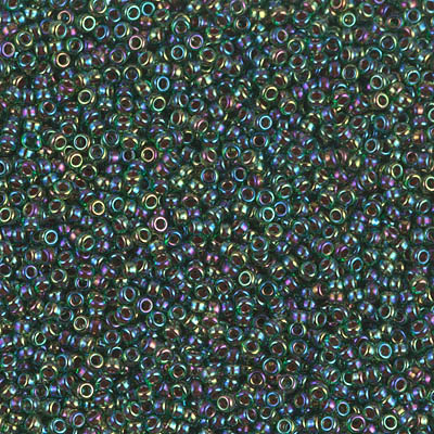 15-344:  15/0 Lined Green AB Miyuki Seed Bead 