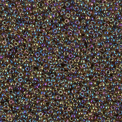 15-357:  15/0 Root Beer Lined Lt Topaz AB Miyuki Seed Bead (was 15-2213) 