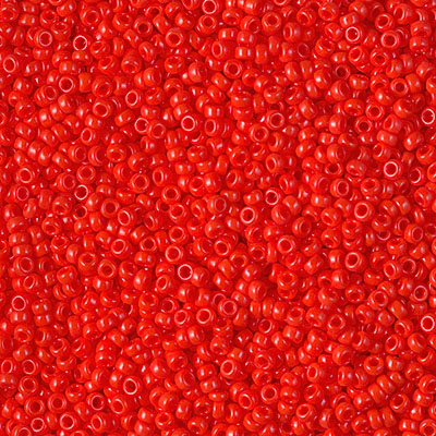 15-407:  15/0 Opaque Vermillion Red Miyuki Seed Bead 