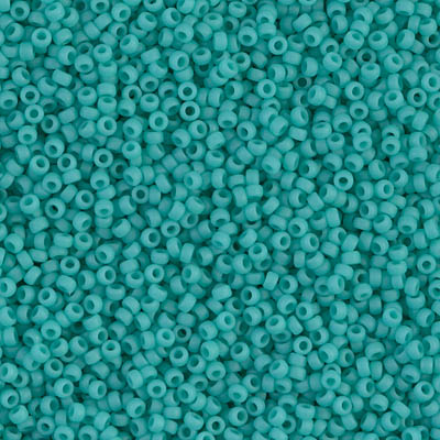 15-412F:  15/0 Matte Opaque Turquoise Green Miyuki Seed Bead