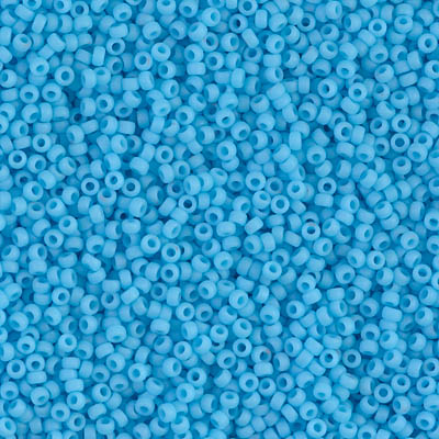 15-413F:  15/0 Matte Opaque Turquoise Blue Miyuki Seed Bead 