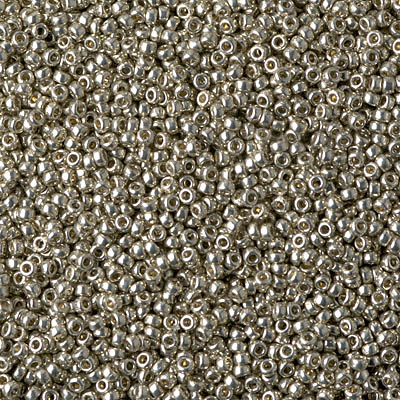15-4221:  15/0 Duracoat Galvanized Light Pewter Miyuki Seed Bead 