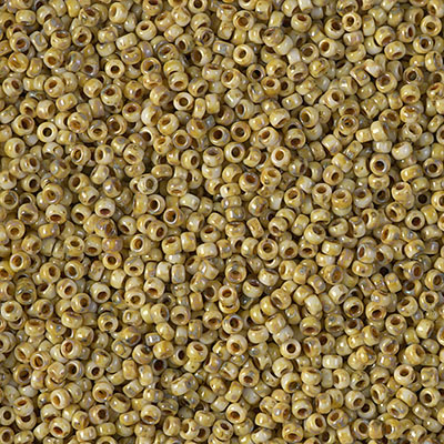15-4512:  15/0 Opaque Yellow Picasso Miyuki Seed Bead 