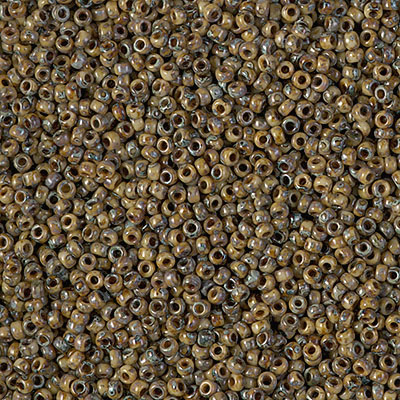 15-4517:  15/0 Opaque Brown Picasso Miyuki Seed Bead 