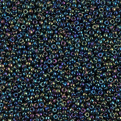 15-455:  15/0 Metallic Variegated Blue Iris  Miyuki Seed Bead 