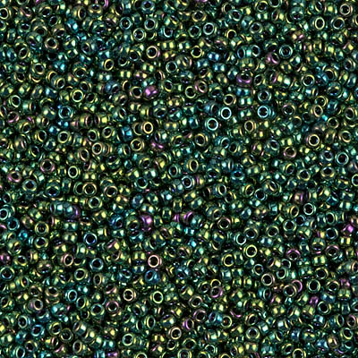 15-468:  15/0 Metallic Malachite Green Iris   Miyuki Seed Bead (was 15-1961) 