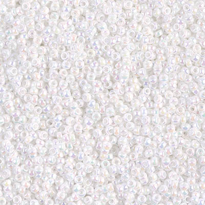 15-471:  15/0 White Pearl AB  Miyuki Seed Bead 